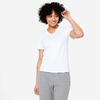 T-shirt col V fitness femme, blanc ultra