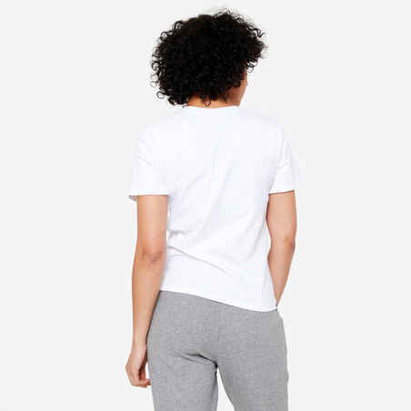 Women's V-Neck Fitness T-Shirt 500 - White