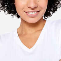 Women's V-Neck Cotton Fitness T-Shirt - White