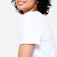 Women's V-Neck Cotton Fitness T-Shirt - White