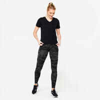 Women's V-Neck Cotton Fitness T-Shirt - Black