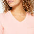 Cotton Fitted V-Neck Women's Gym T-Shirt 500- Pearl Pink