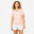 T-shirt donna palestra 500 ESSENTIAL regular fit 100% cotone rosa