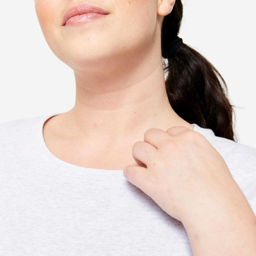 Tee-shirt en coton col rond femme, jaune pastel