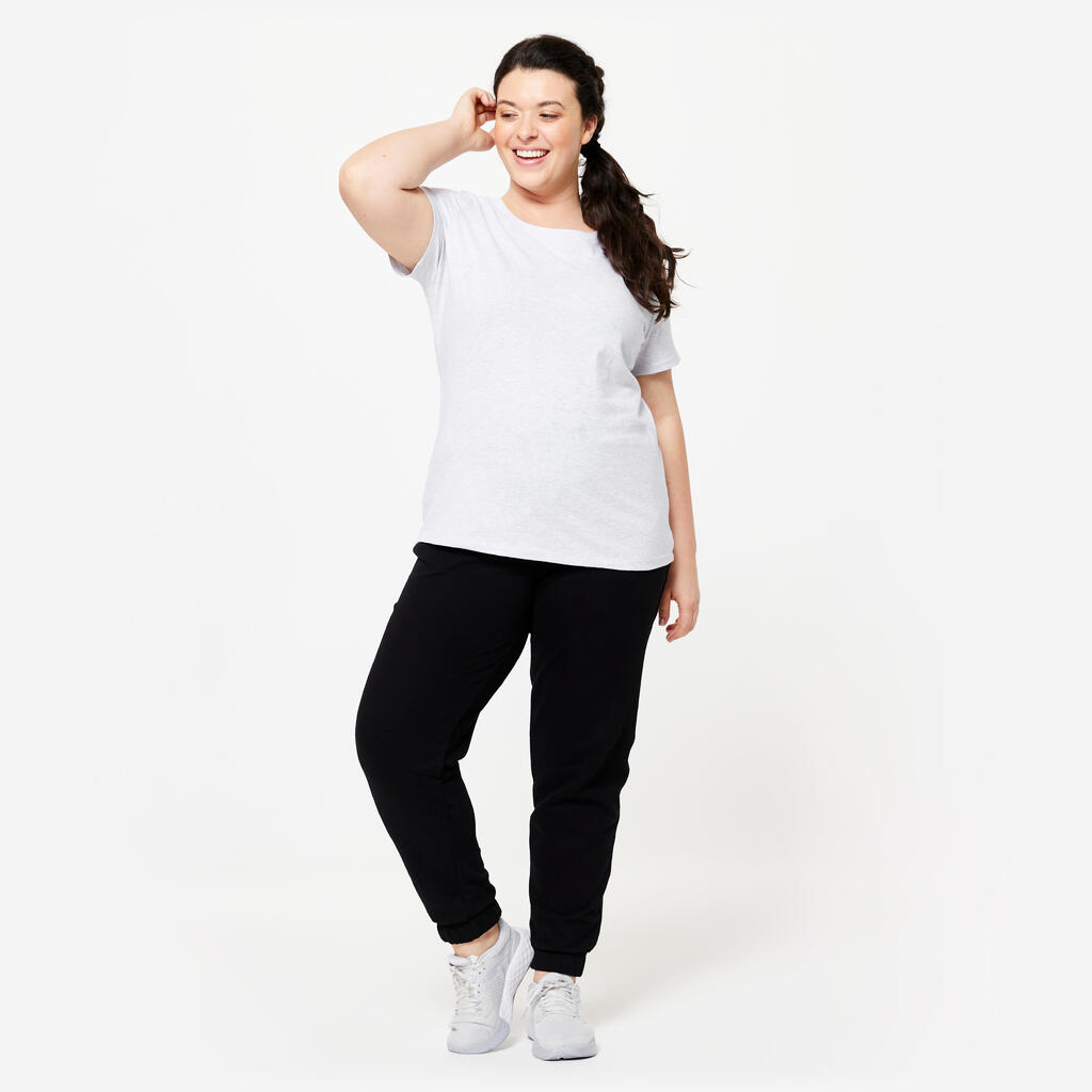 Γυναικείο T-Shirt γυμναστικής 500 Essentials - Ανοιχτό γκρι