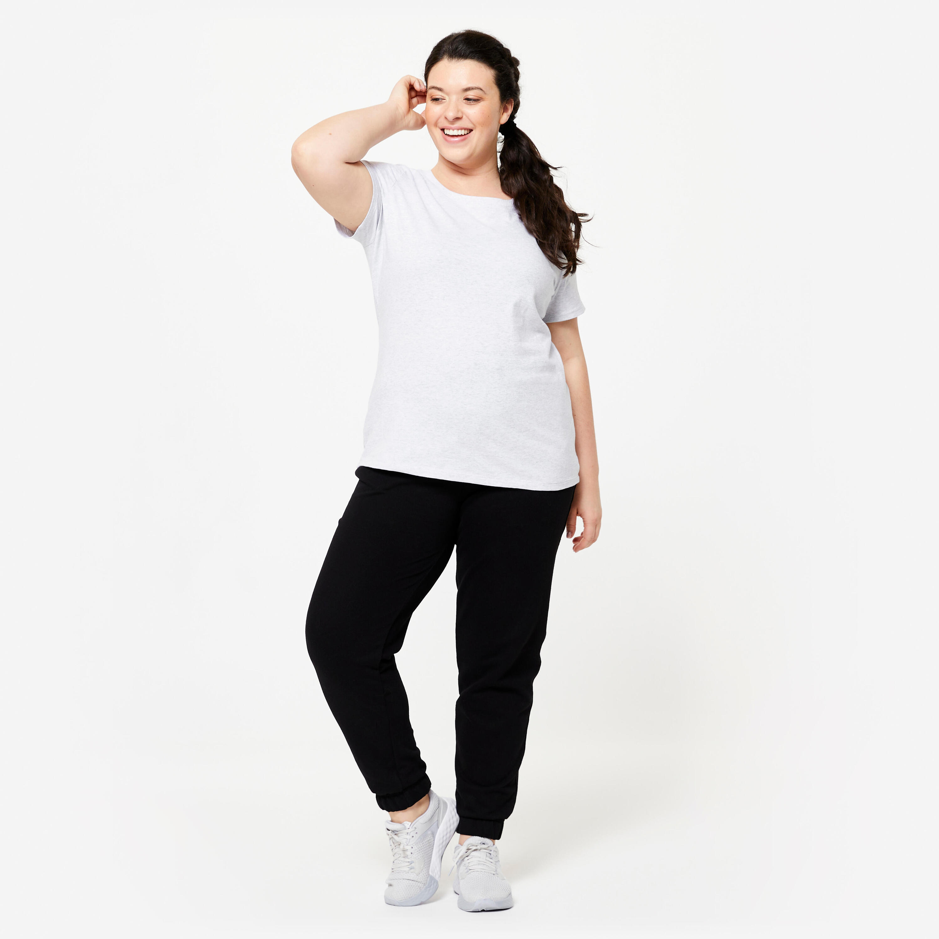 Tee-shirt en coton col rond femme, gris clair 2/12