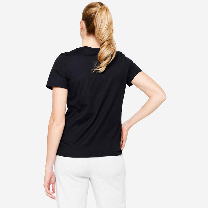 T-shirt Damen - 500 Essentials schwarz