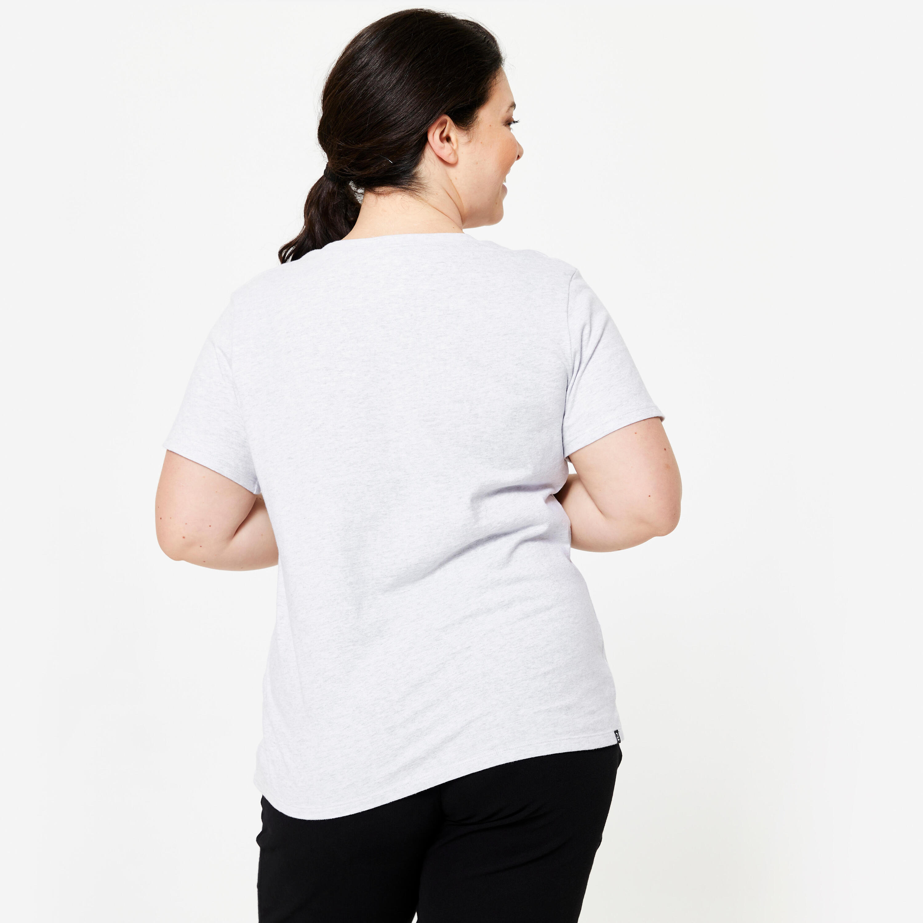 Tee-shirt en coton col rond femme, gris clair 4/12