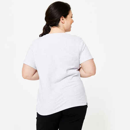 Women's Crew Neck Cotton T-Shirt - Light Grey
