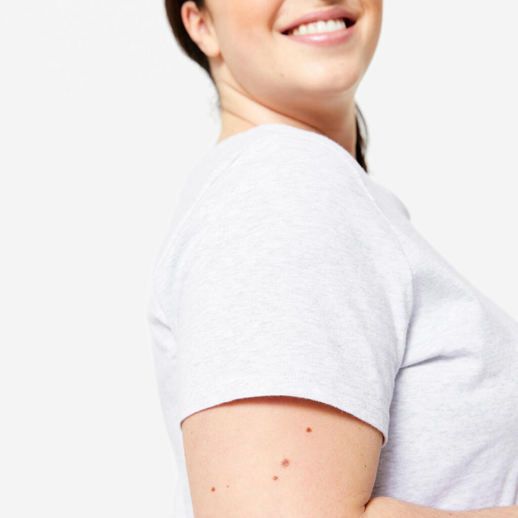 Tee-shirt en coton col rond femme, jaune pastel