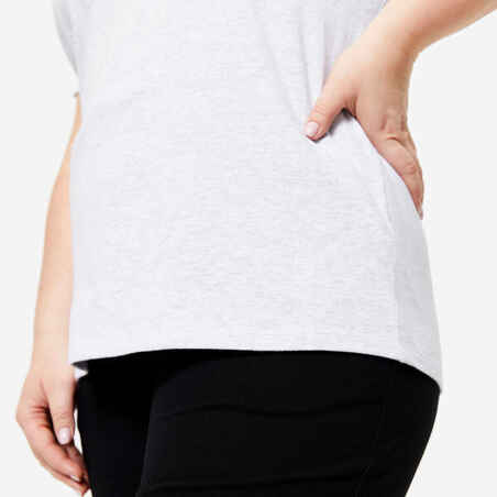 Women's Crew Neck Cotton T-Shirt - Light Grey