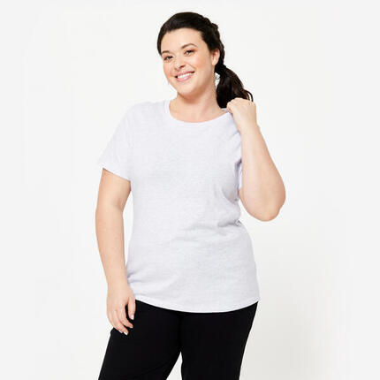 Tee-shirt en coton col rond femme, bleu foncé