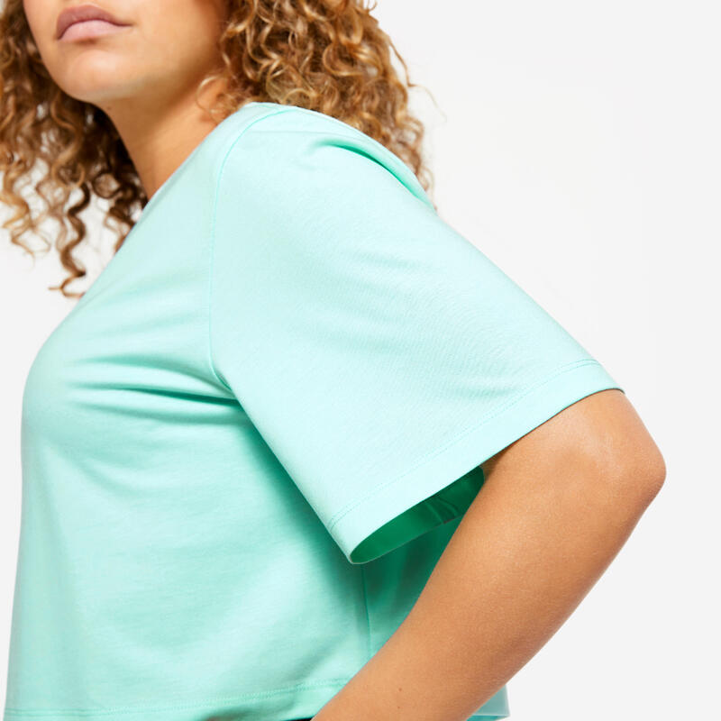 Cropped T-shirt voor dames muntgroen