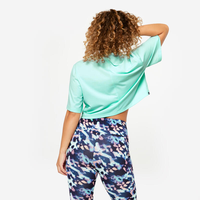 Cropped T-shirt voor dames muntgroen