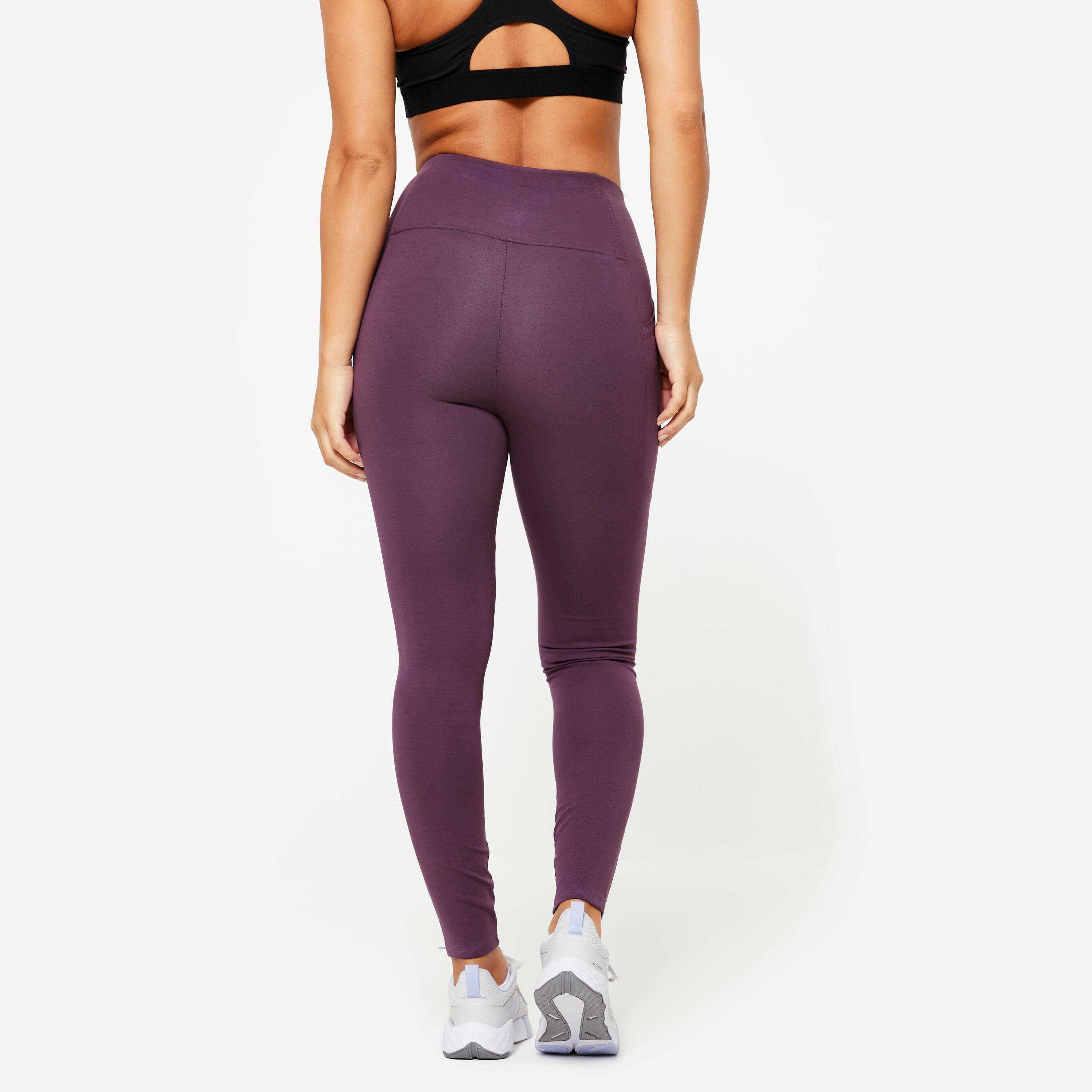 Leggings donna palestra modellanti traspiranti vita alta viola 4/7