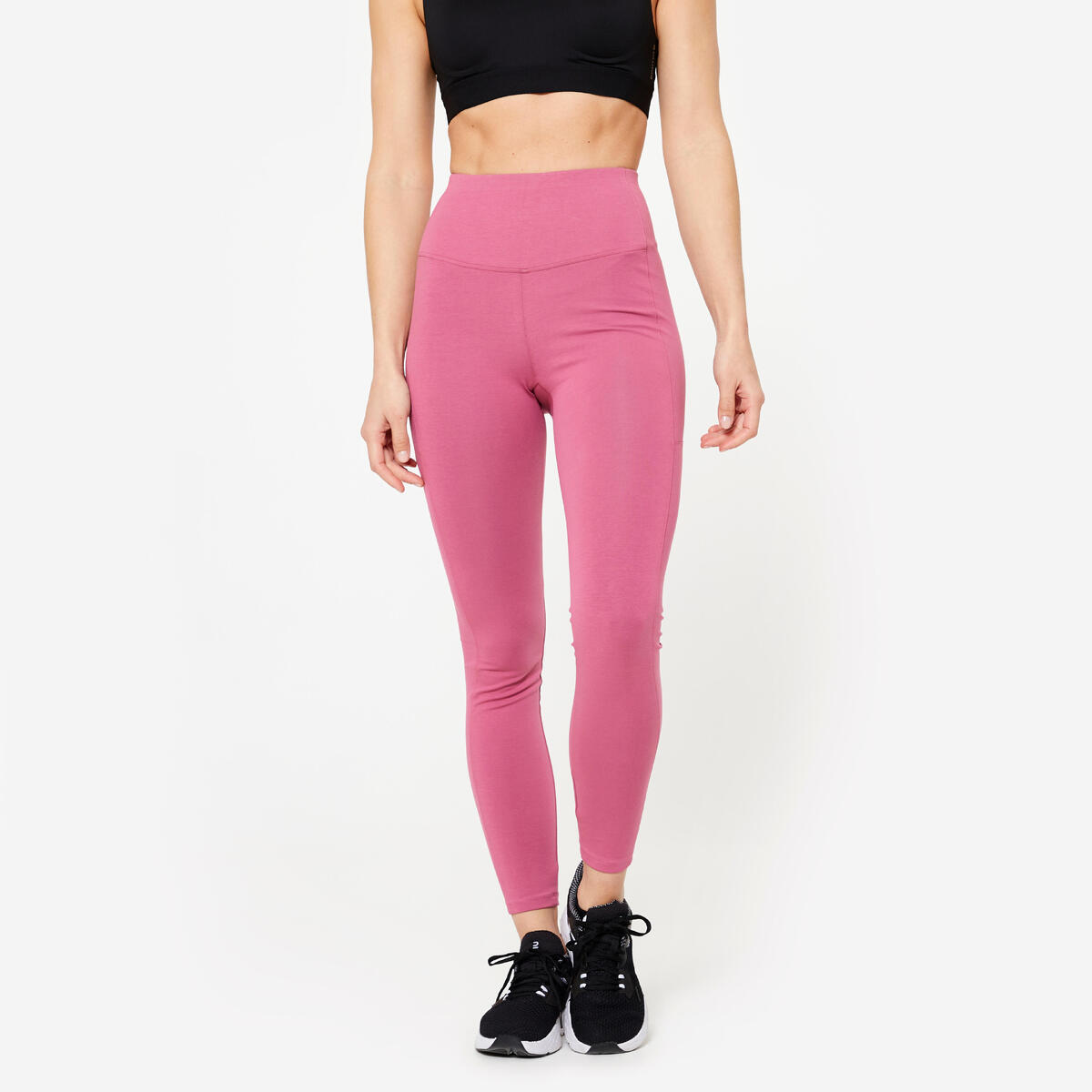 Legging taille haute galbant femme, rose cendré