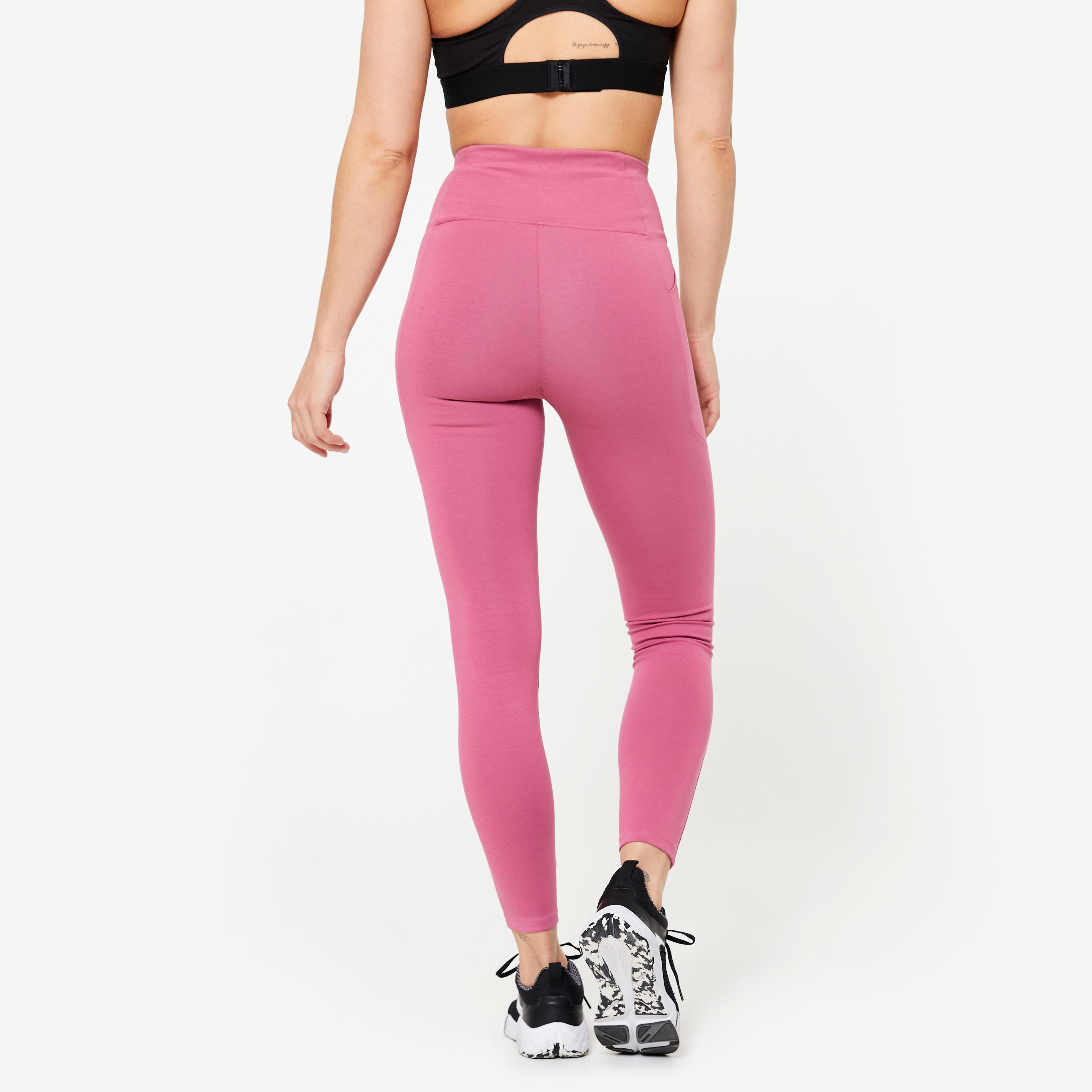 Legging taille haute galbant femme, rose cendré 4/7