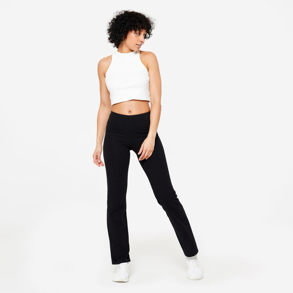 Legging de fitness évasé en coton femme, gris