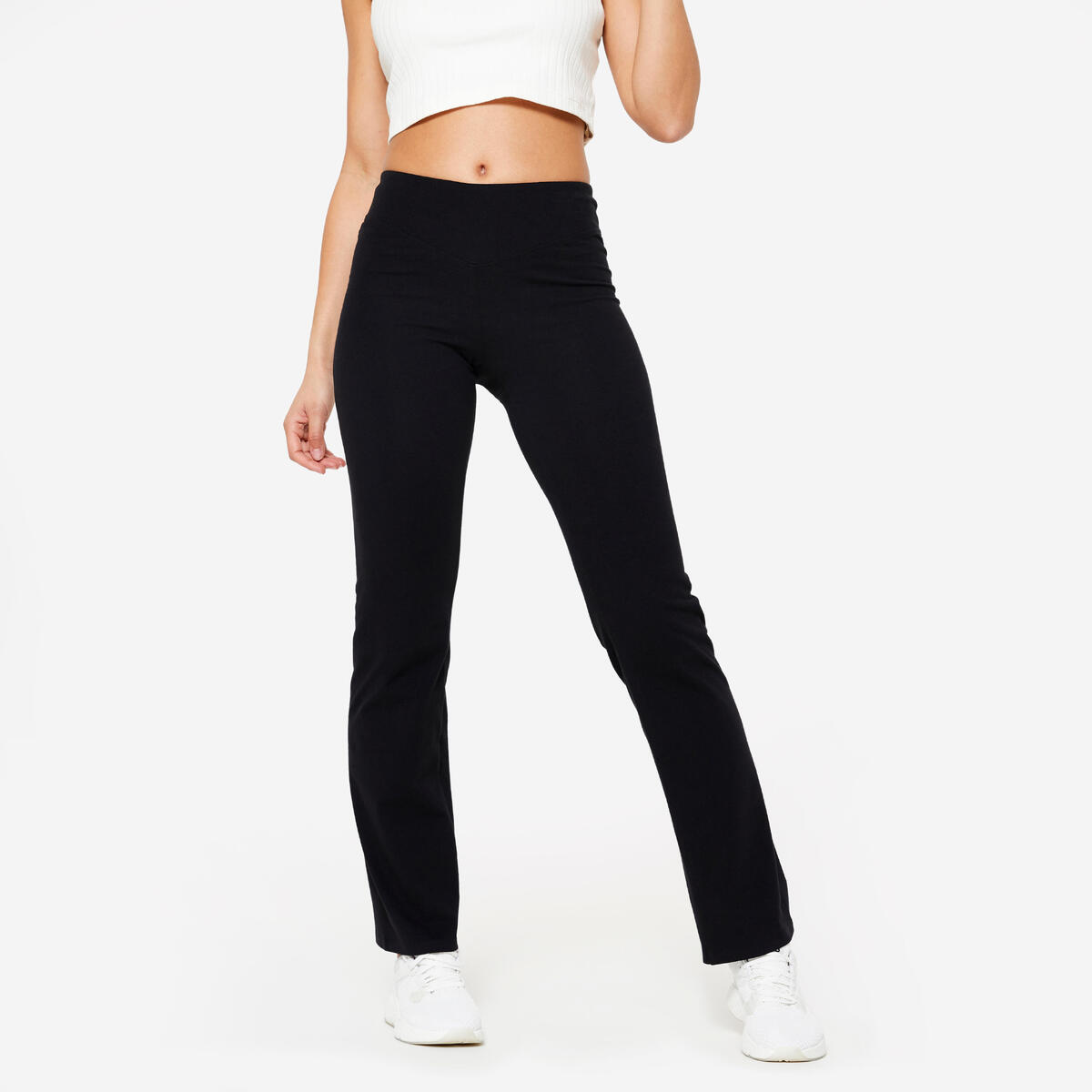 Legging de fitness évasé en coton femme , noir ultra