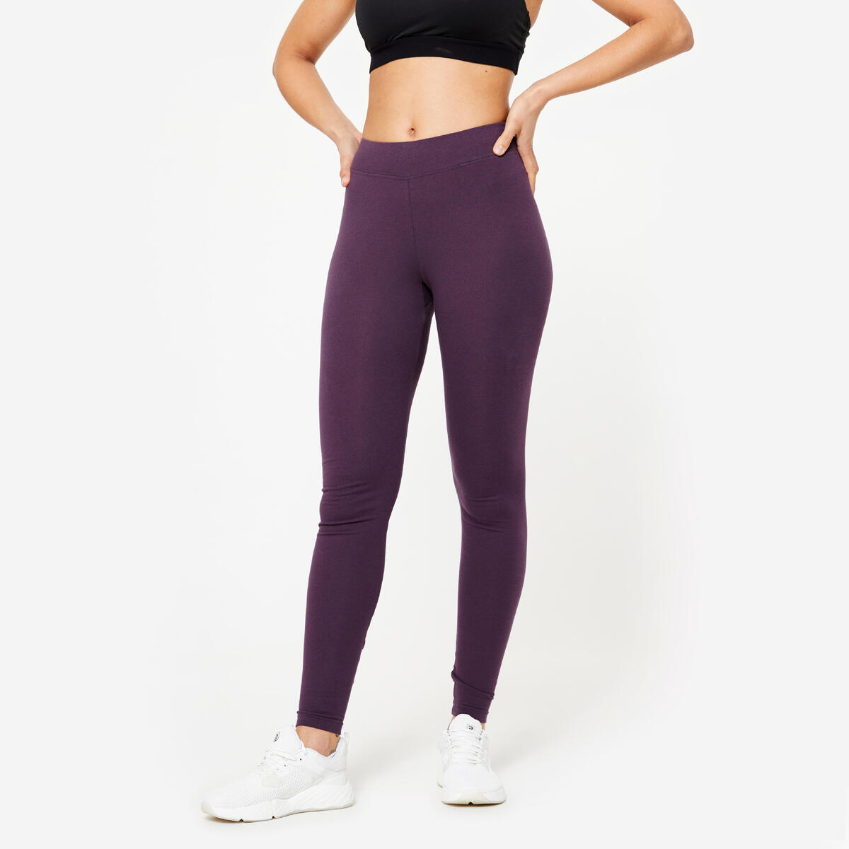 Legging de fitness slim femme, aubergine foncé