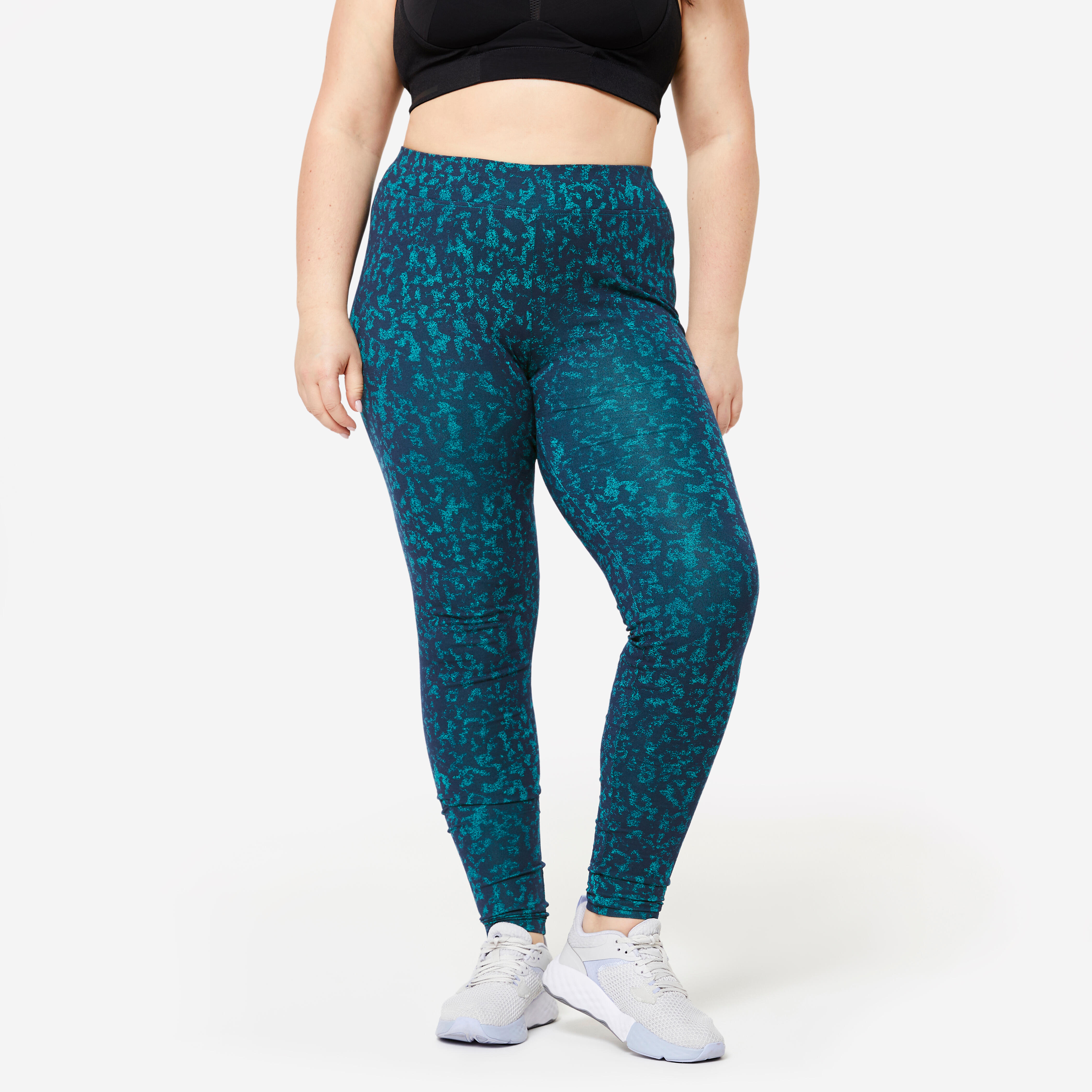 Women's cotton fitness leggings, green