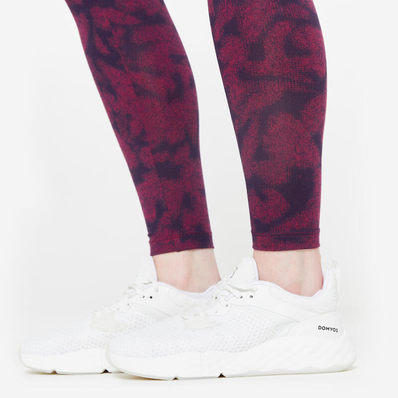 Legging de fitness en coton femme, violet cerise