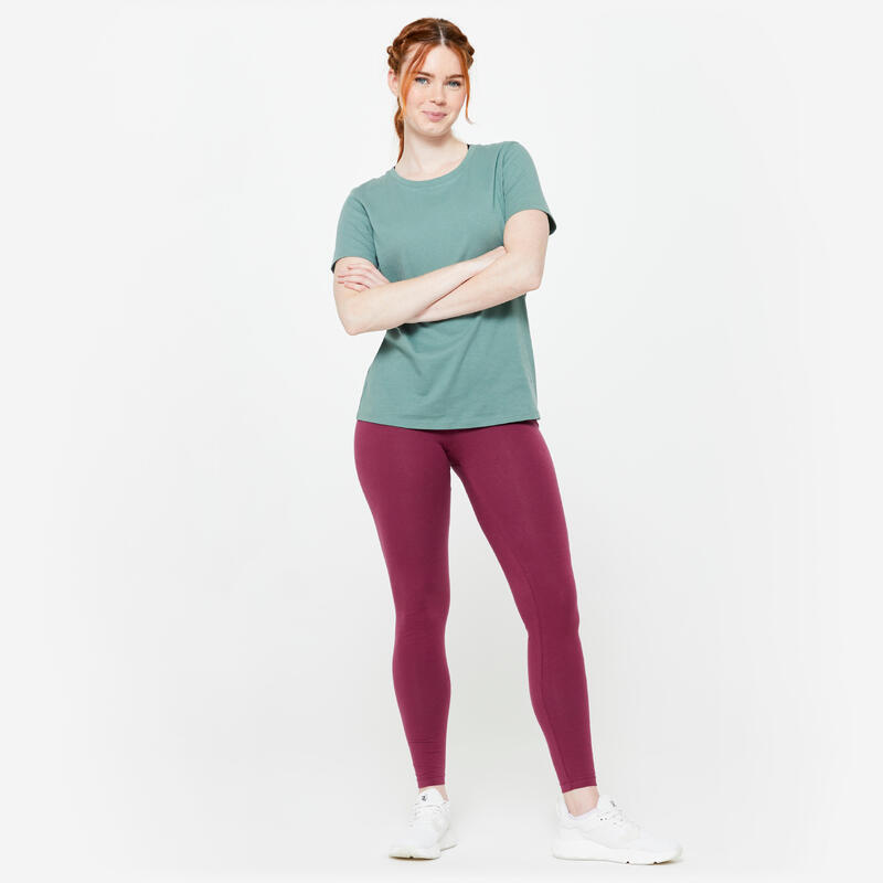 Leggings Slim Gym & Pilates Damen Pflaume 