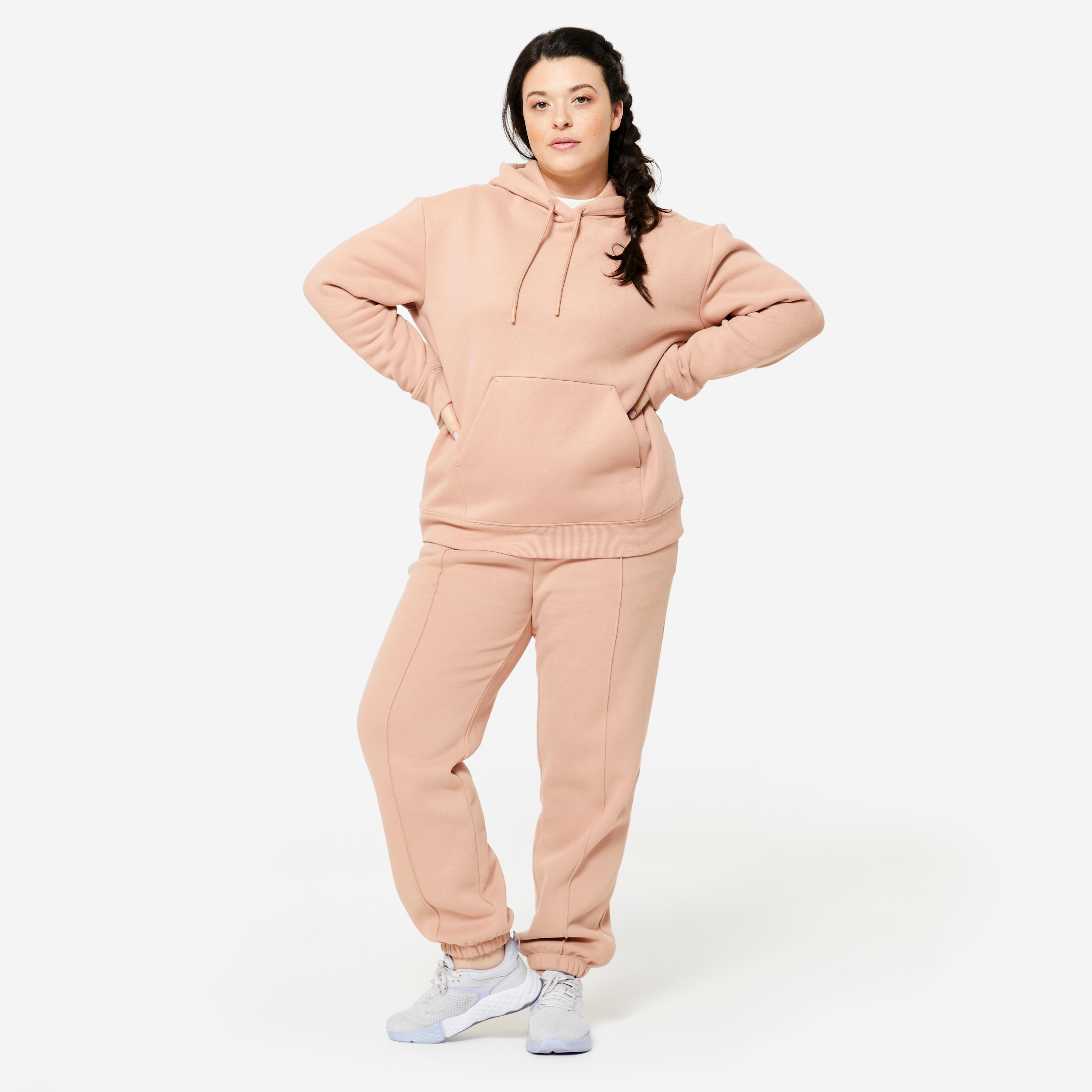 Joggingbroek voor dames katoen beige DOMYOS Decathlon
