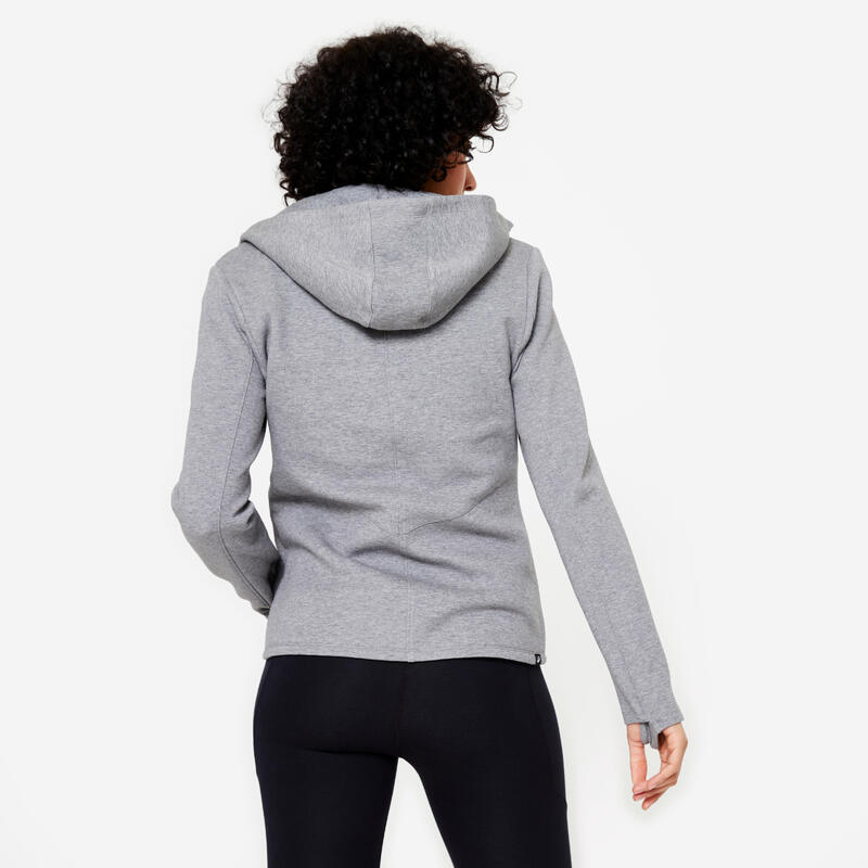 Sweat à capuche zippé - spacer femme - gris