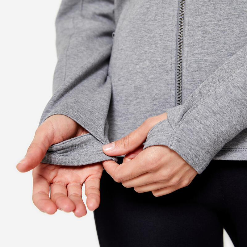 Sweat à capuche zippé - spacer femme - gris