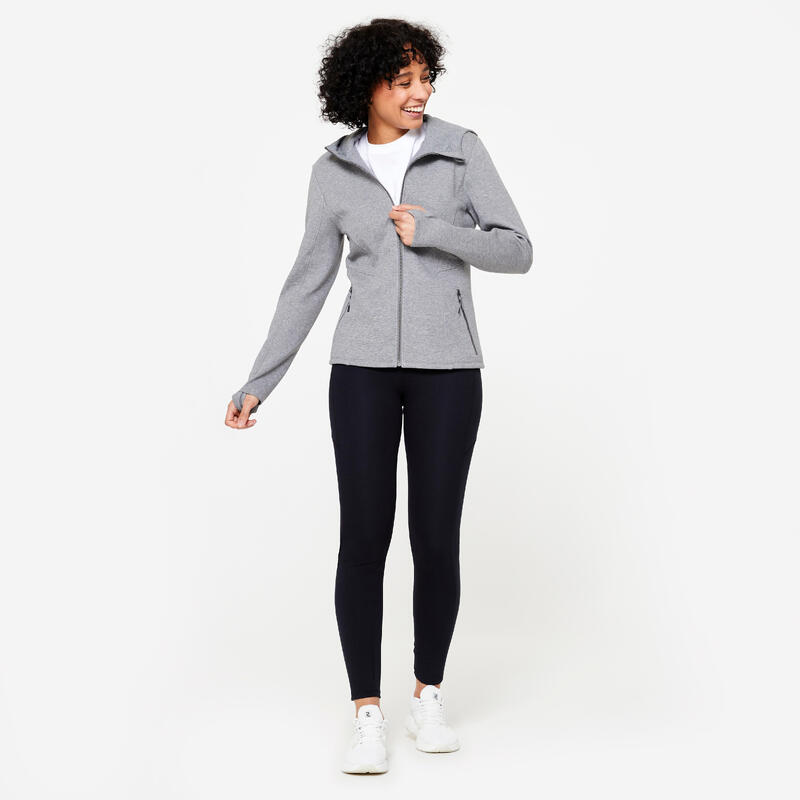 Sweat à capuche zippé - spacer femme - gris