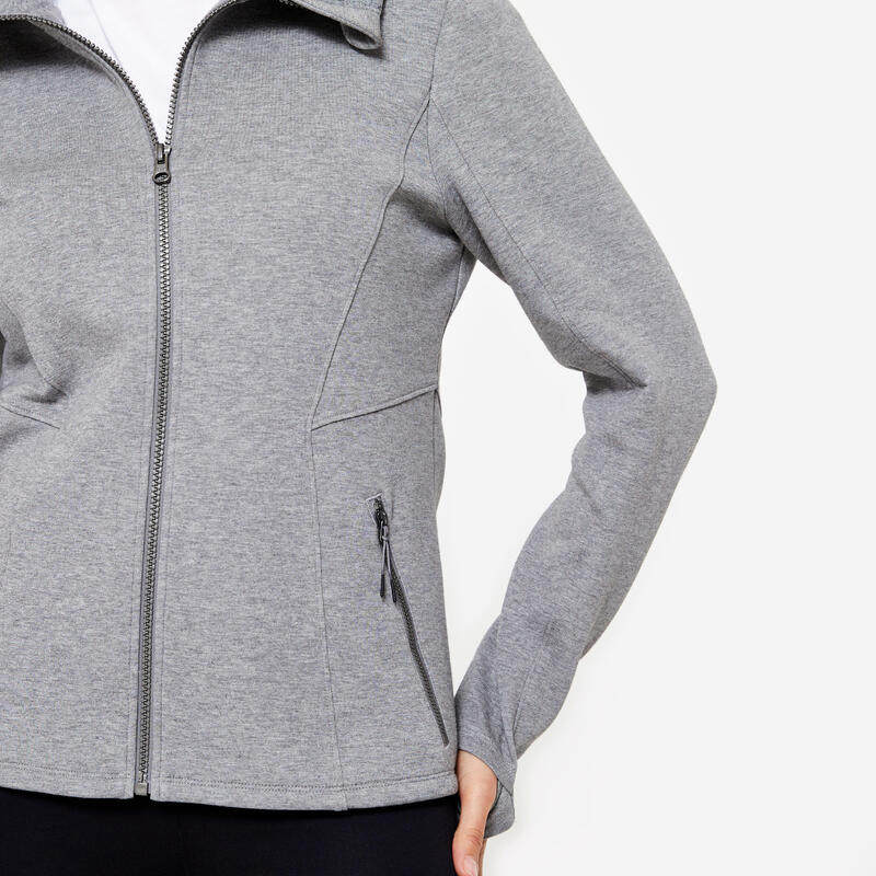 Sweat à capuche zippé - spacer femme - gris