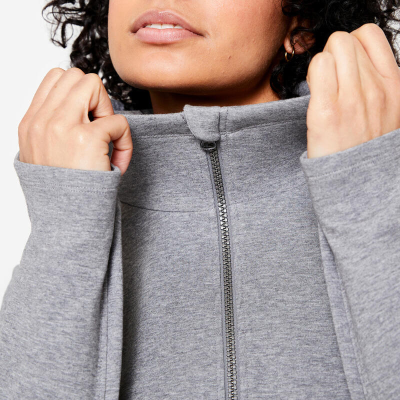 Sweat à capuche zippé - spacer femme - gris