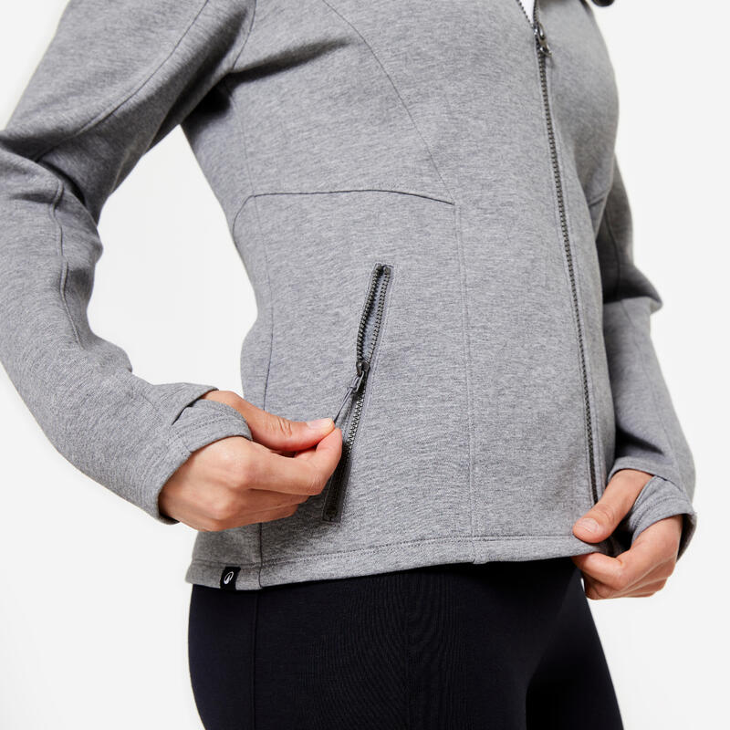 Sweat à capuche zippé - spacer femme - gris