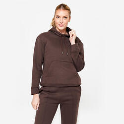 Sudadera Cálida Mujer Marrón Capucha