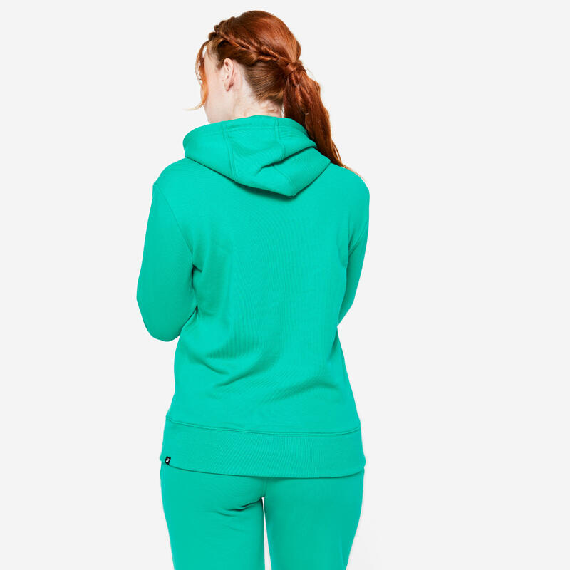 Sweat à capuche en coton femme, vert