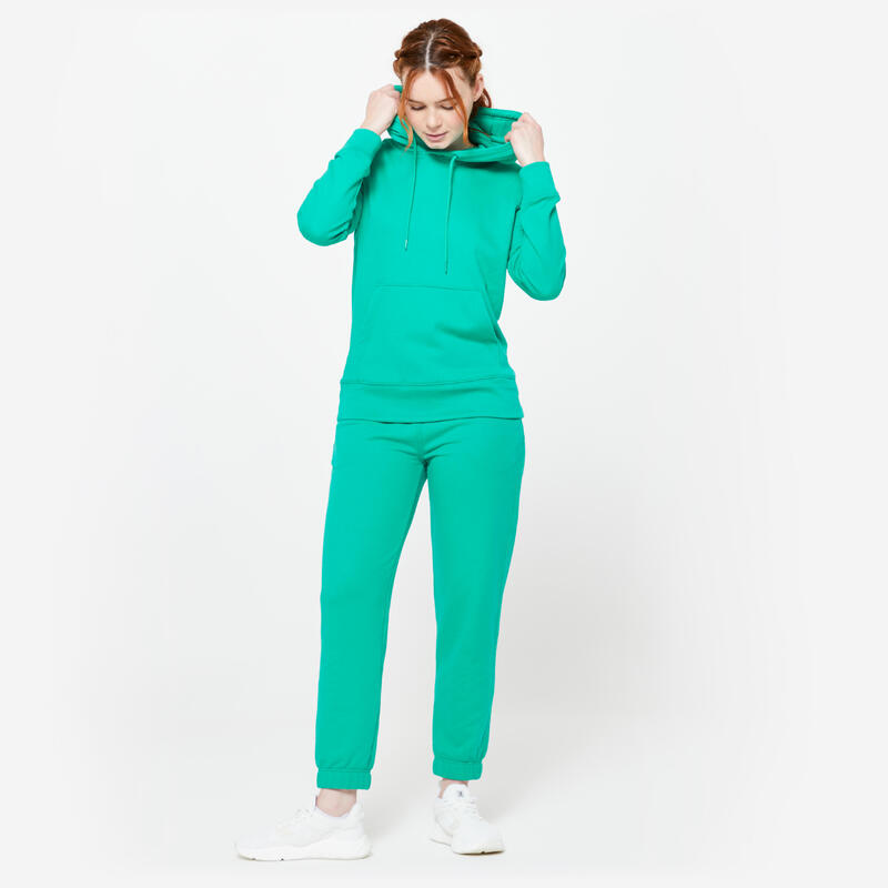 Sweat à capuche en coton femme, vert