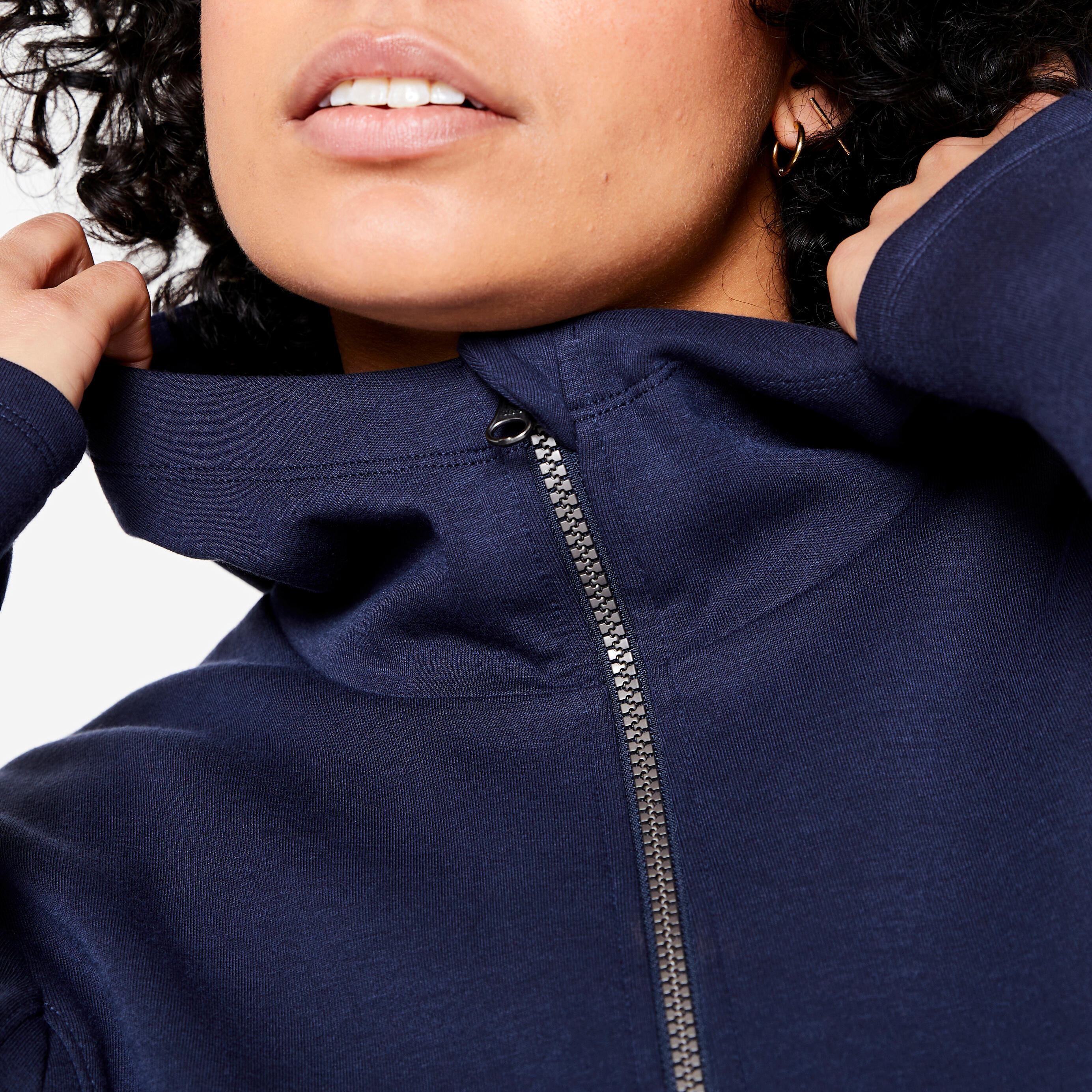Sweat à capuche zippé femme, bleu 5/8