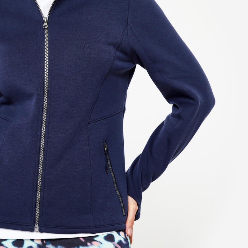 Sweat à capuche zippé femme, bleu