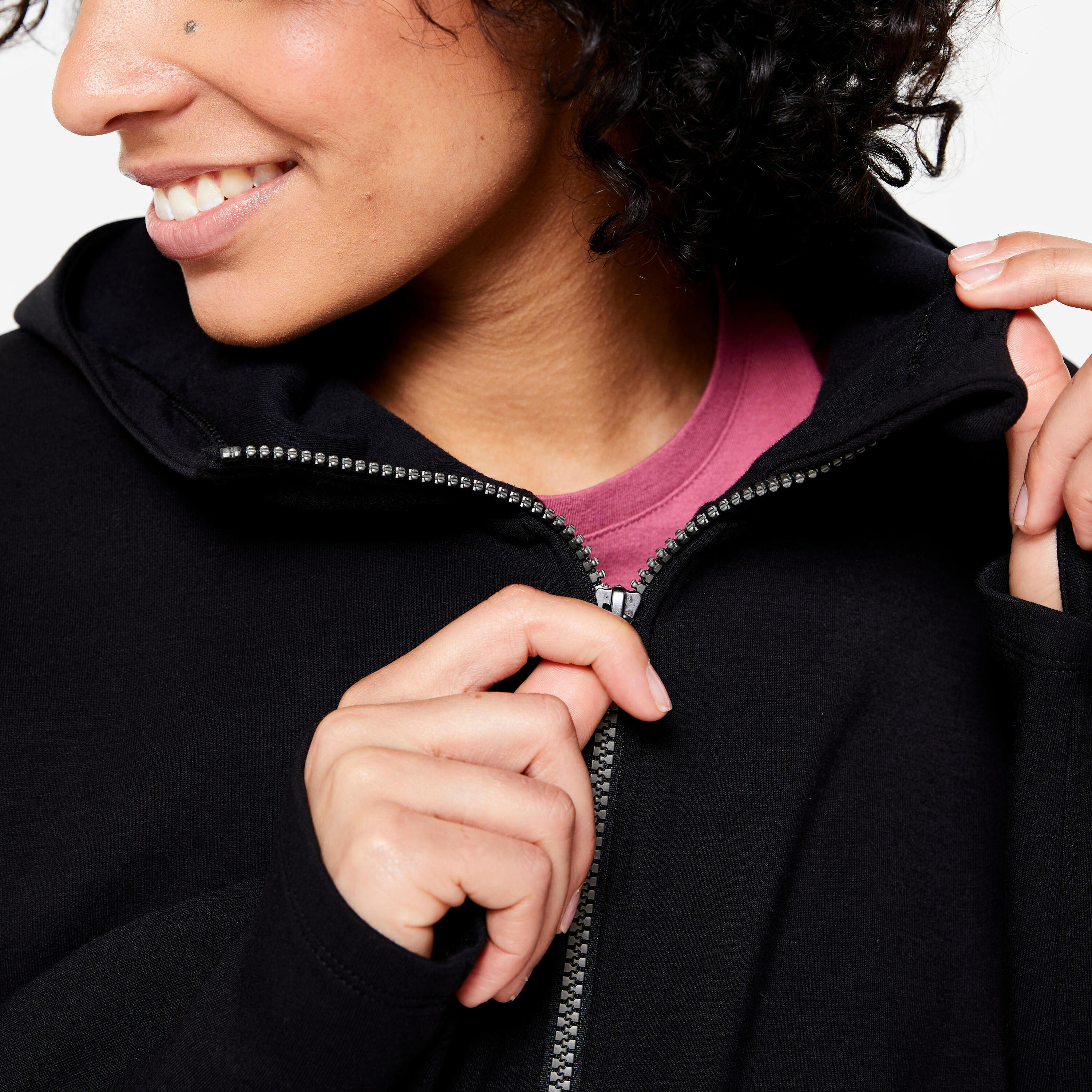 Hoodie met rits voor dames zwart 5/9