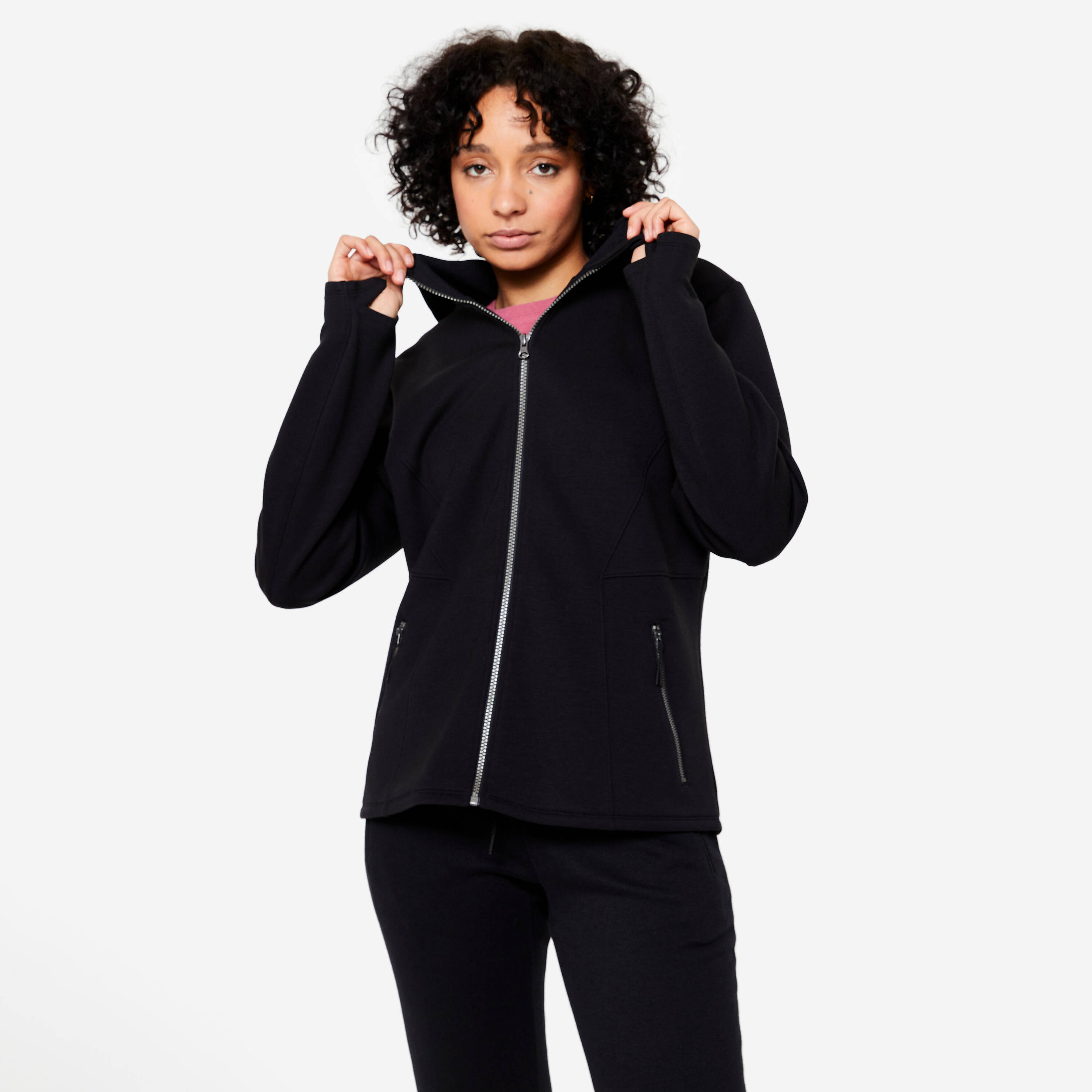 Women's Zip-Up Hoodie - Black -  1