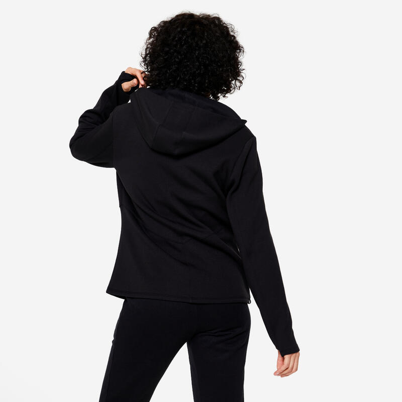 Sudadera Mujer Negro Cremallera Capucha