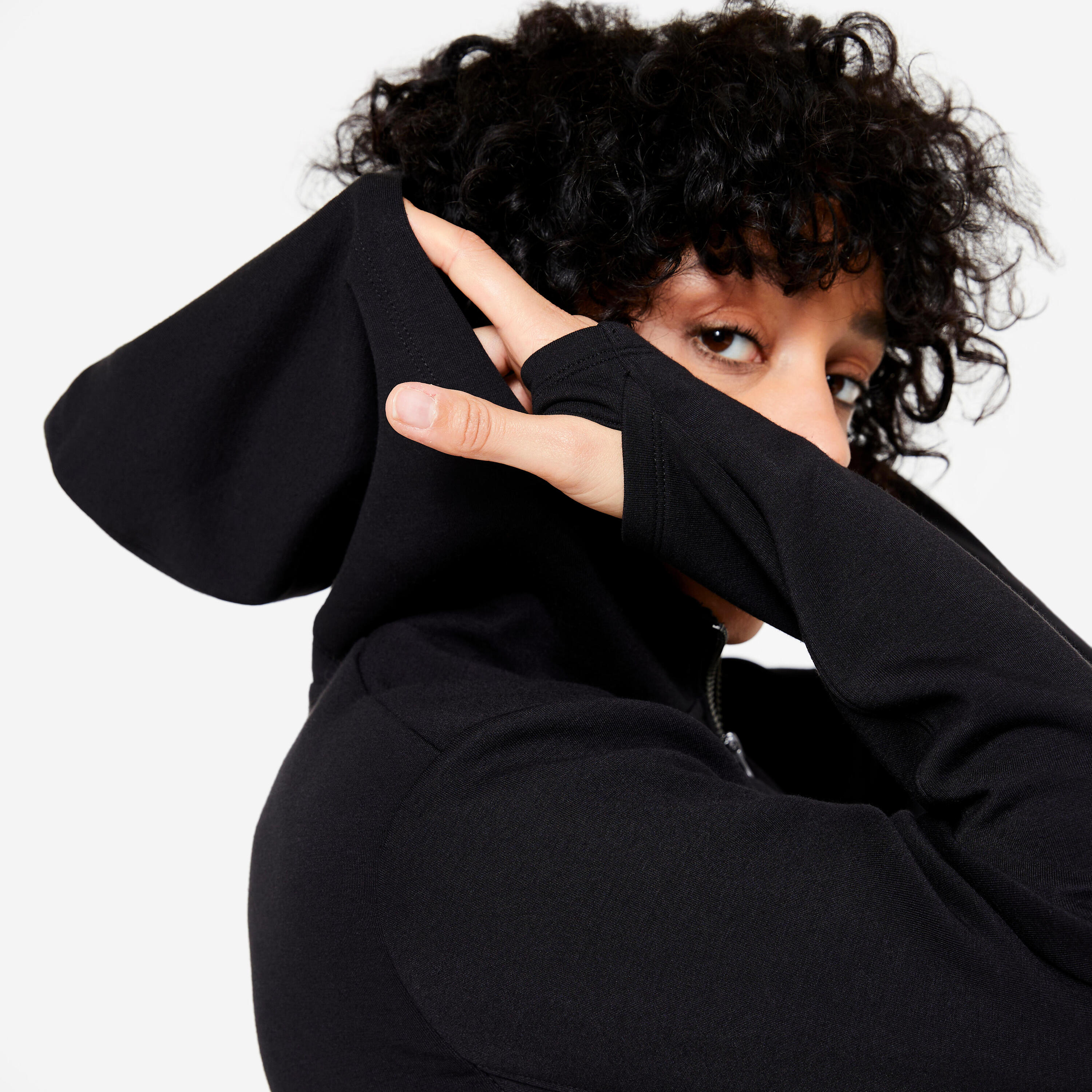 Hoodie met rits voor dames zwart 6/9