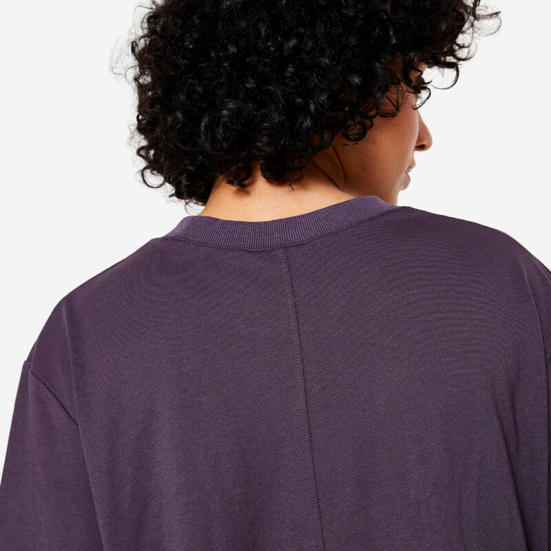 T-shirt donna palestra 520 oversize traspirante viola