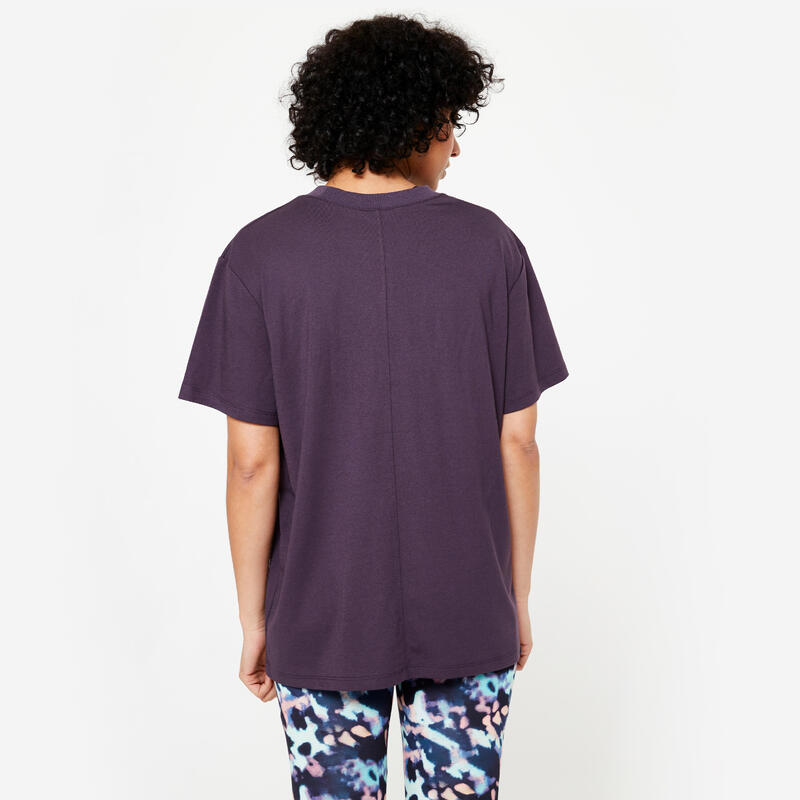 T-Shirt Damen Oversize Rundhals - lila 