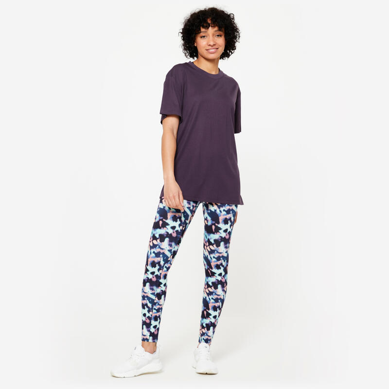 T-Shirt Damen Oversize Rundhals - lila 