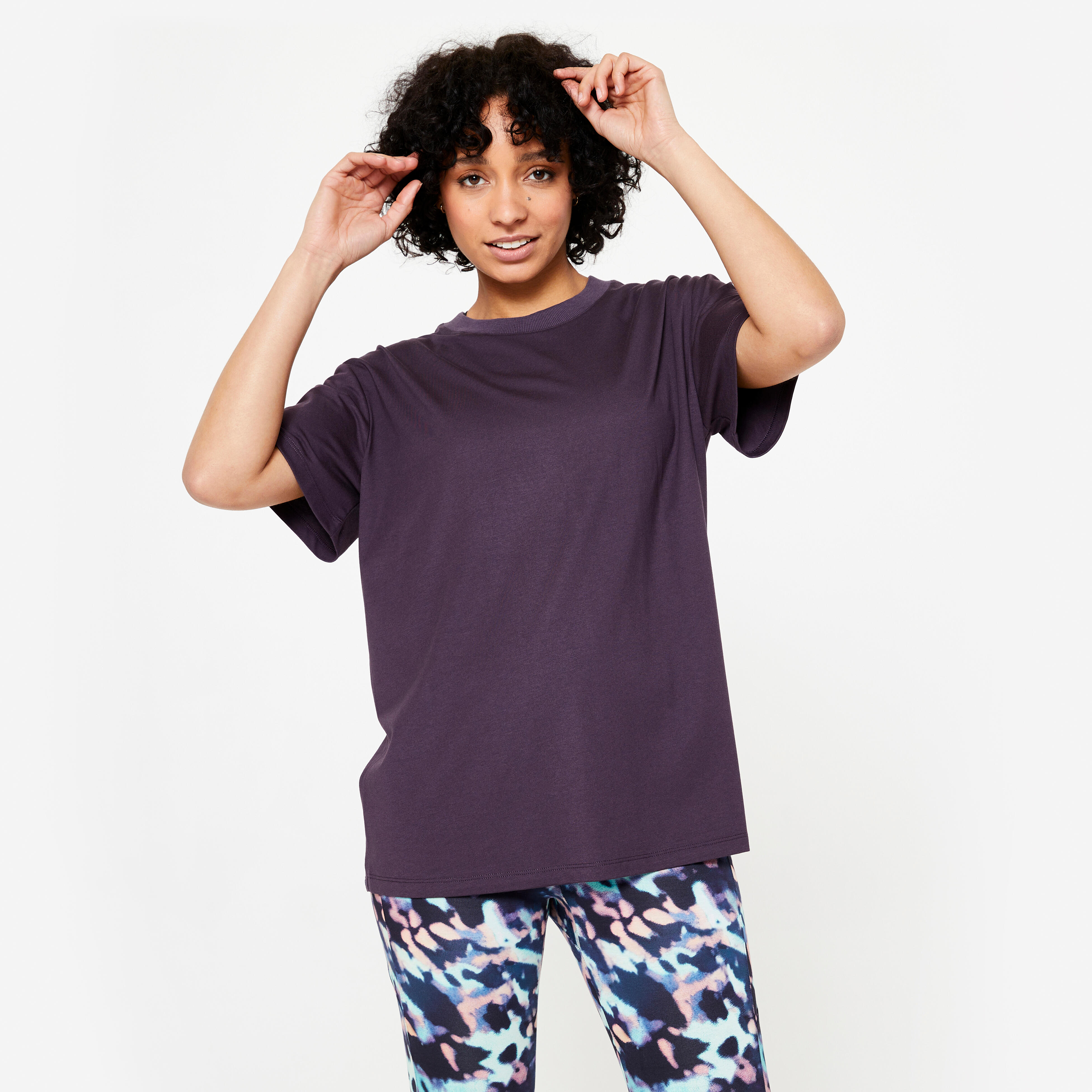 Women's Oversize round-neck T-Shirt - dark eggplant