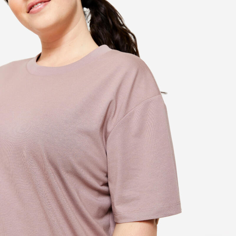 T-Shirt Damen Oversize Rundhals - braun 