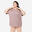 Camiseta Mujer Marrón Escarchado Oversize Cuello Redondo