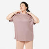 Oversize t-shirt, ronde kraag vrouw - mat bruin